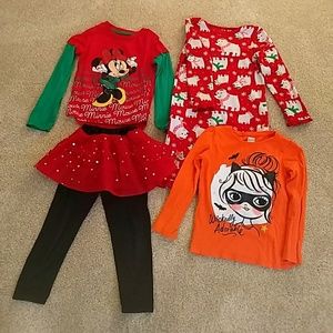 Holiday bundle! Pjs, 2 shirts, 1 capri pants